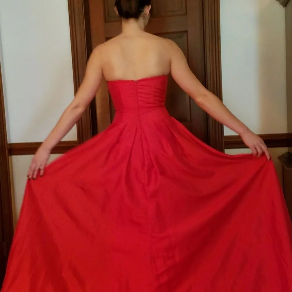 Stunning Scarlet Strapless Prom Gown - Picture 6 of 8